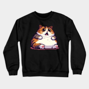 Shocked orange fat cat meme Crewneck Sweatshirt